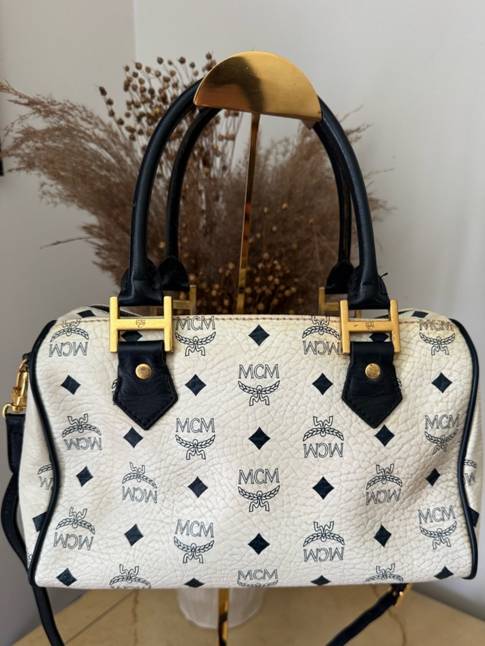 MCM VINTAGE VISETOS BOSTON CROSSBODY SATCHEL MONOGRAM P9381 W/CROSSBODY STRAP - Picture 16 of 17